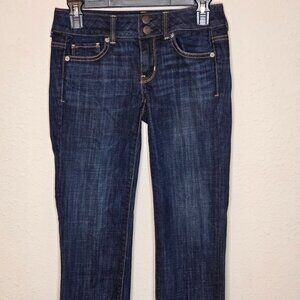 American Eagle Women's Artist Crop Stretch Dark Denim Jeans, Size 0